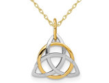 14K White and Yellow Gold Trinity Celtic Pendant Necklace with Chain